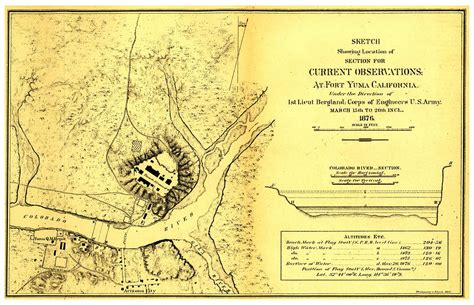 Antique Sketch Map of Fort Yuma, California - Old Cartographic Map ...