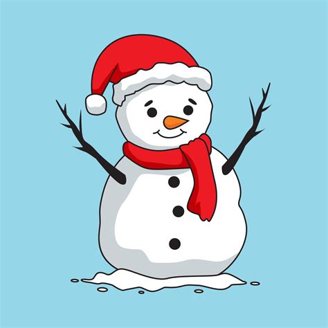 snowman cartoon greeting season merry christmas winter 4261599 Vector ...