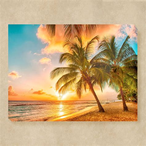 Setting Sun Tropical Beach Indoor Outdoor Canvas Wall Art