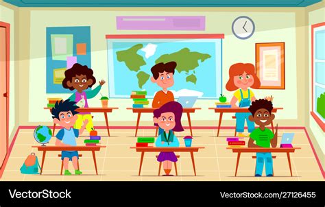 Kids in classroom primary school happy children Vector Image