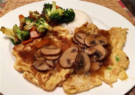 Egg Foo Young with a Shao Hsing Wine & Mushroom Sauce and Chinese ...