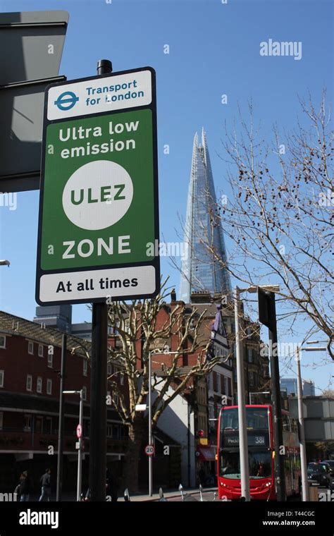 ULEZ London, UK - April 2019: ULEZ (Ultra low emission zone) London ...