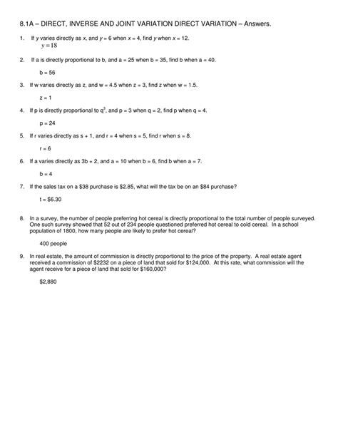 Direct And Inverse Variation Worksheet – Pro Worksheet