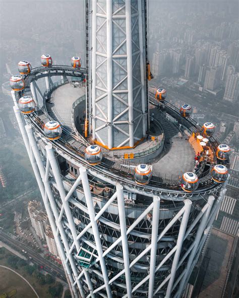 Aerial view of Canton tower, Guangzhou, China stock photo