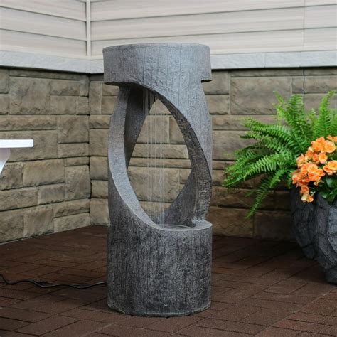 Sunnydaze Outdoor Water Fountain with LED Light - Contemporary Double ...