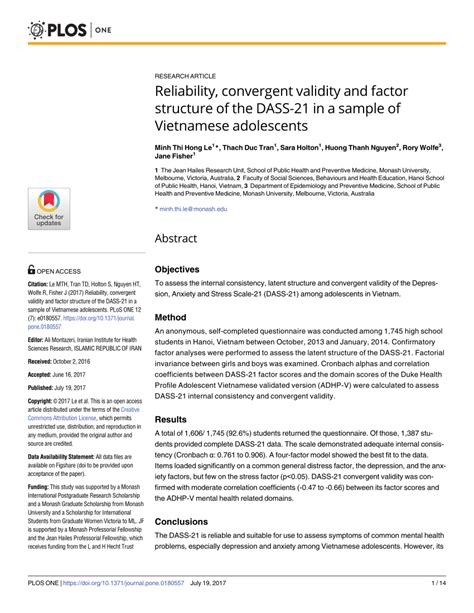 (PDF) Reliability, convergent validity and factor structure of the DASS ...