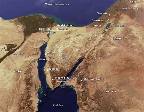 Egypt and Sinai Map. Mount Sinai, "Moses' Mountain" or "Mount Moses ...