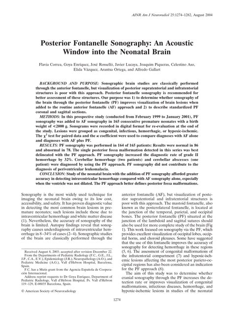 (PDF) Posterior fontanelle sonography: An acoustic window into the ...