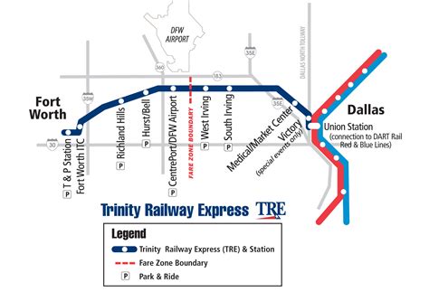 Trinity Railway Express Map - Fort Worth TX USA • mappery