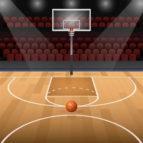 Basketball Court With Basketball Vector Illustration 193312 Vector Art ...