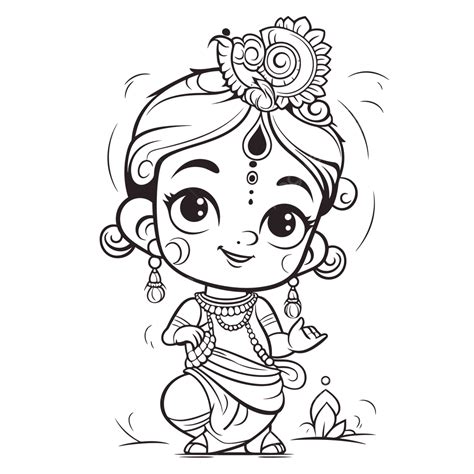 Cartoon Character Krishna Cartoon Character Outline Sketch Drawing ...