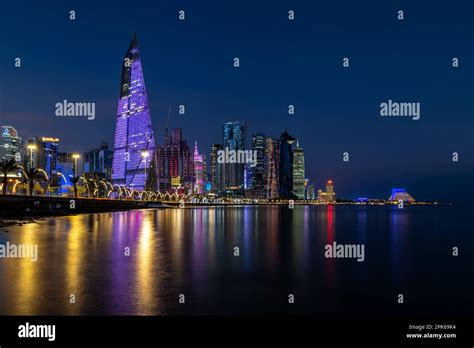 Doha SKyline at Night, Doha, Qatar Stock Photo - Alamy