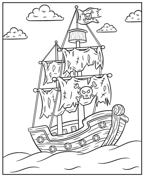 Pirate ship coloring page to print