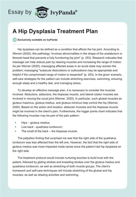 A Hip Dysplasia Treatment Plan - 324 Words | Assessment Example