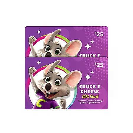 Chuck E Cheese $50 Value Gift Cards - 2 x $25 - Sam's Club