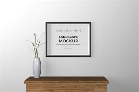 Premium PSD | Landscape poster frame mockup