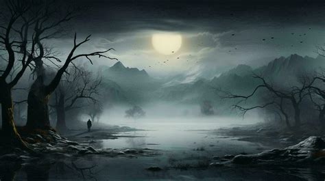 Creepy dark night swamp in the fog in the forest 29096734 Stock Photo ...