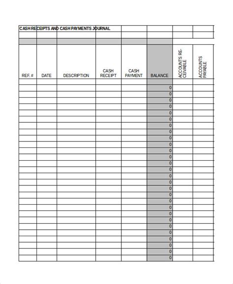 Exclusive Montly Cash Receipt Journal Template Fabulous : Receipt Templates