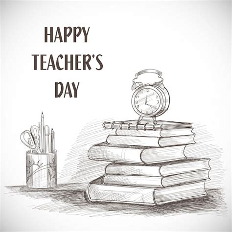 Free Vector | Hand drawn art sketch happy teachers' day composition design