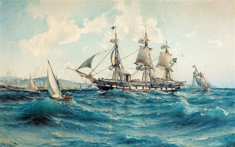 Wallpaper : artwork, sea, painting, classic art, ship 2560x1600 ...