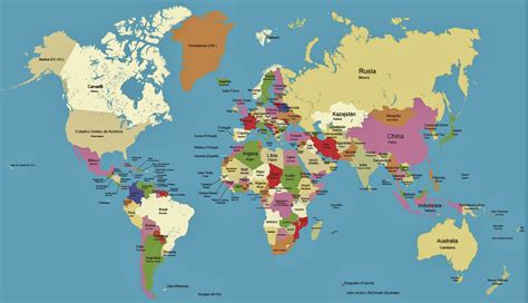 Mapa Del Mundo Con Los Nombres De Los Paises Mapas De Espa A Y Del ...