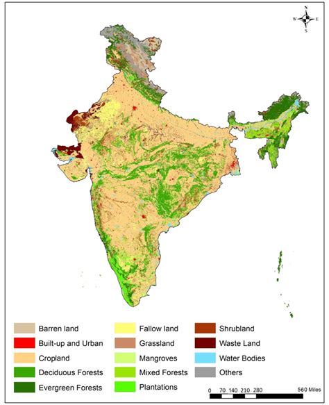 Land use and land cover map of India for 2005. This map serves as a ...