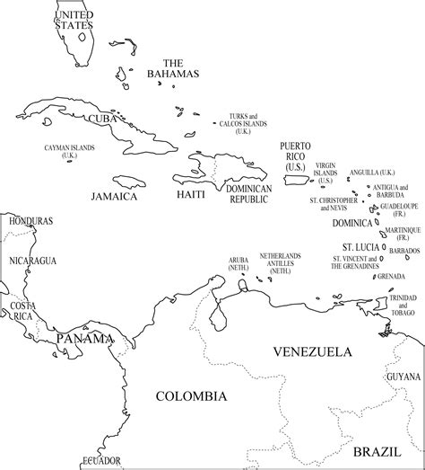 Printable Blank Map Of Caribbean Islands