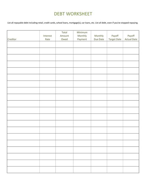 Fillable Debt Snowball Form - Printable Forms Free Online