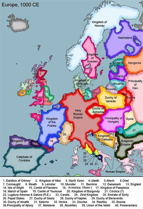 Historical Map of Europe, 1000 AD >> When I do some family history I ...