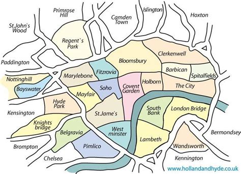 London neighborhood map - Neighborhood map of London (England)