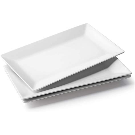 DOWAN 14" Serving Platter, Large Rectangle Serving Plates, White ...