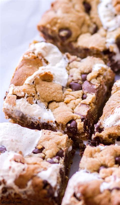 Marshmallow Peanut Butter Chocolate Chip Cookie Bars - A Latte Food