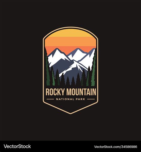 Emblem patch logo rocky mountain national park Vector Image