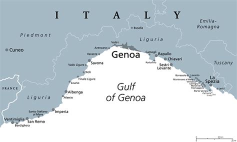 Liguria And Italian Riviera The Ligurian Riviera Gray Political Map ...