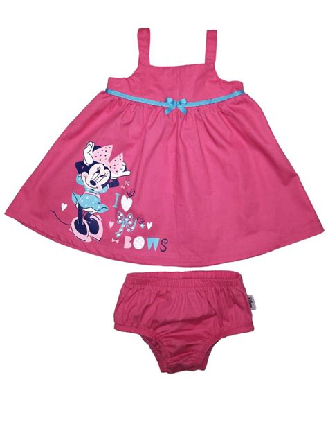 Disney Infant Girls Pink Cotton Minnie Mouse Sundress Bows Baby Dress 3 ...