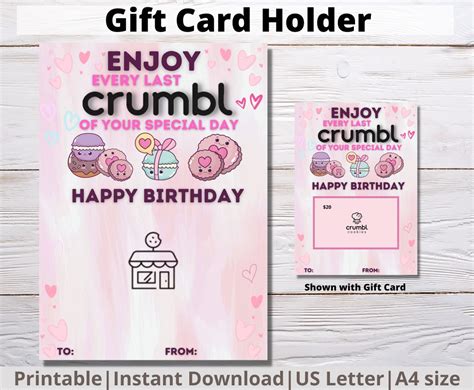 Printable Crumbl Cookie Gift Card Holder Happy Birthday Gift - Etsy Ireland