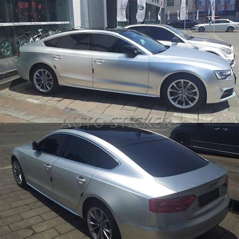 Satin Chrome Silver vinyl car Wrap Film Chrome matte Silver Full Car ...