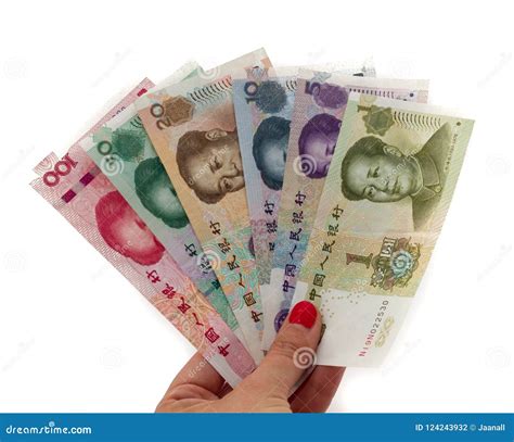 Different Chinese Yuan Banknotes Isolated on White Stock Photo - Image ...