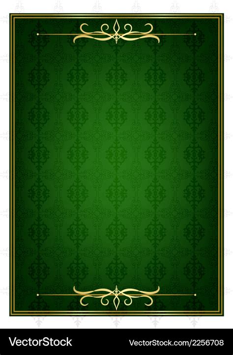 Green background and golden frame Royalty Free Vector Image