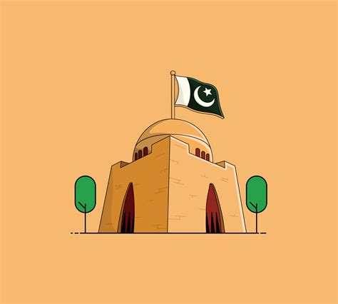 Mazar e Quaid vector illustration. Pakistan national flag. Quaid e Azam ...