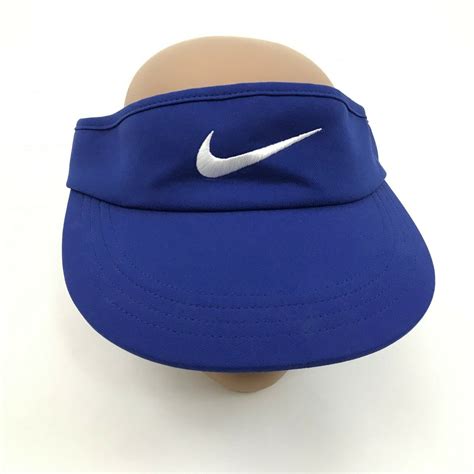 NEW Nike Golf Visor Blue Strapback Swoosh Logo One Size Curved Bill ...