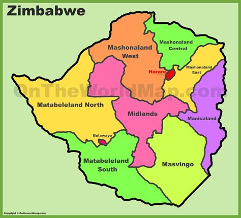 Provinces of Zimbabwe - Administrative divisions map of Zimbabwe ...