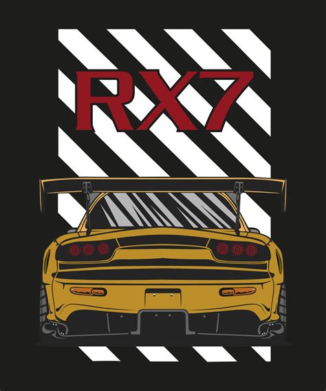 A yellow car with the rx7 logo on the front. 22054009 Vector Art at ...