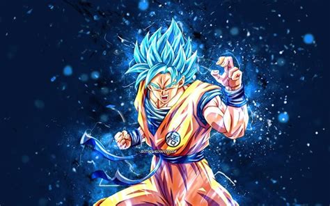 Download wallpapers Son Goku, 4k, blue neon lights, Dragon Ball ...