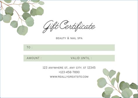 √ Spa Gift Certificate Template (Free Printable)