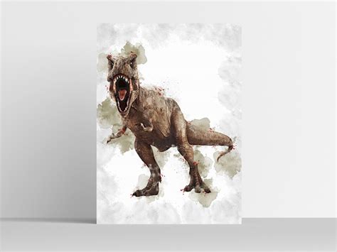 T-REX POSTER Dinosaur Poster Tyrannosaurus Rex Poster Watercolor Art ...