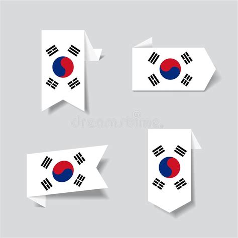 South Korean Flag Stickers and Labels. Vector Illustration. Stock ...