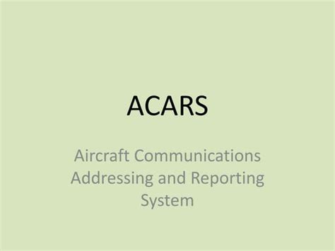 ACARS structural overview, main features | PPT | Free Download