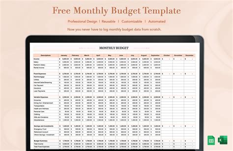 Company Monthly Budget Template in Excel, Google Sheets - Download ...