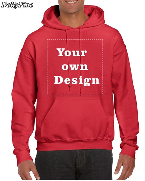 Customized Men's Hoodies Print Your Own Design High Quality Red hoodie ...